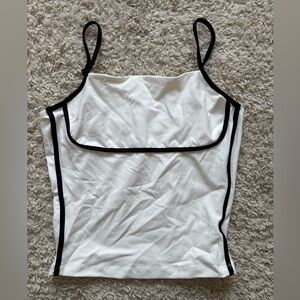 Elegant White and Black Trim Women's Top